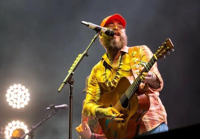 Post Malone performing at Stagecoach Country Music Festival in April 2024. (Allen J. Schaben / Los Angeles Times via Getty Images)