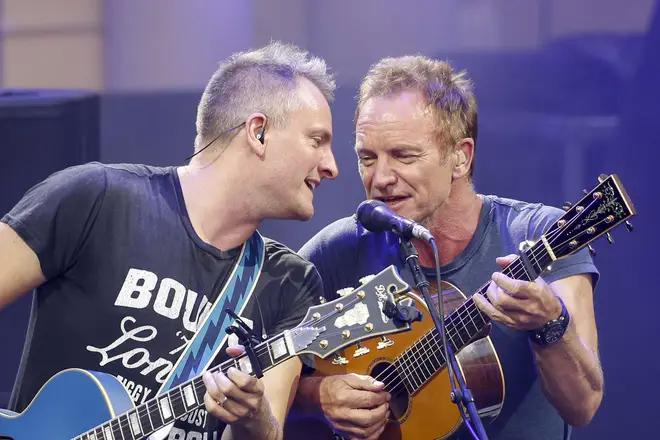 Sting and Joe Sumner on stage together. (Photo by Isa Foltin/Getty Images)